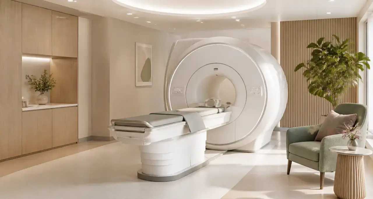 Salle d'imagerie médicale moderne et lumineuse pensée pour le confort et la sérénité du patient