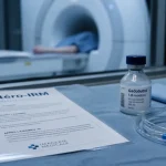 Entéro IRM : table et matériel en salle de radiologie