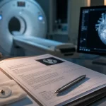 Scanner cardiaque : dossier et électrode ECG, gantry et reconstruction 3D du cœur