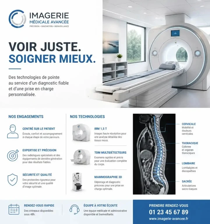 Centre d'imagerie médicale moderne et technologique pour le parcours patient.