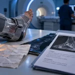 IRM cheville : dossier radiologie et attelle