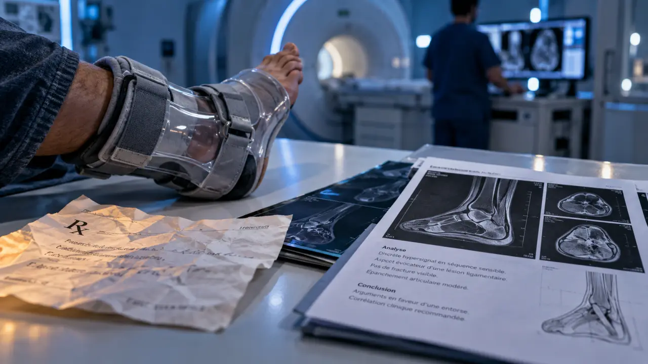 IRM cheville : dossier radiologie et attelle