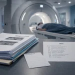 IRM salon de provence : documents et patient attendant l’examen