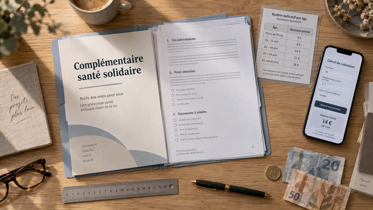 Complémentaire santé solidaire avec participation financière : 8 à 30 € par mois